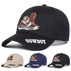 Unisex COWBOY Letter Embroidery Baseball Caps Spring Autumn Outdoor Adjustable Casual Hats Sunscreen Hat