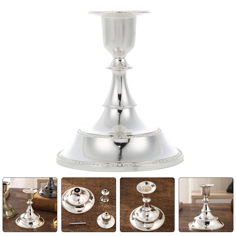 

2pcs European Style Holder Tabletop Alloy Pillar Candles Holders For Wedding Party Banquet Dinner Festival Decor