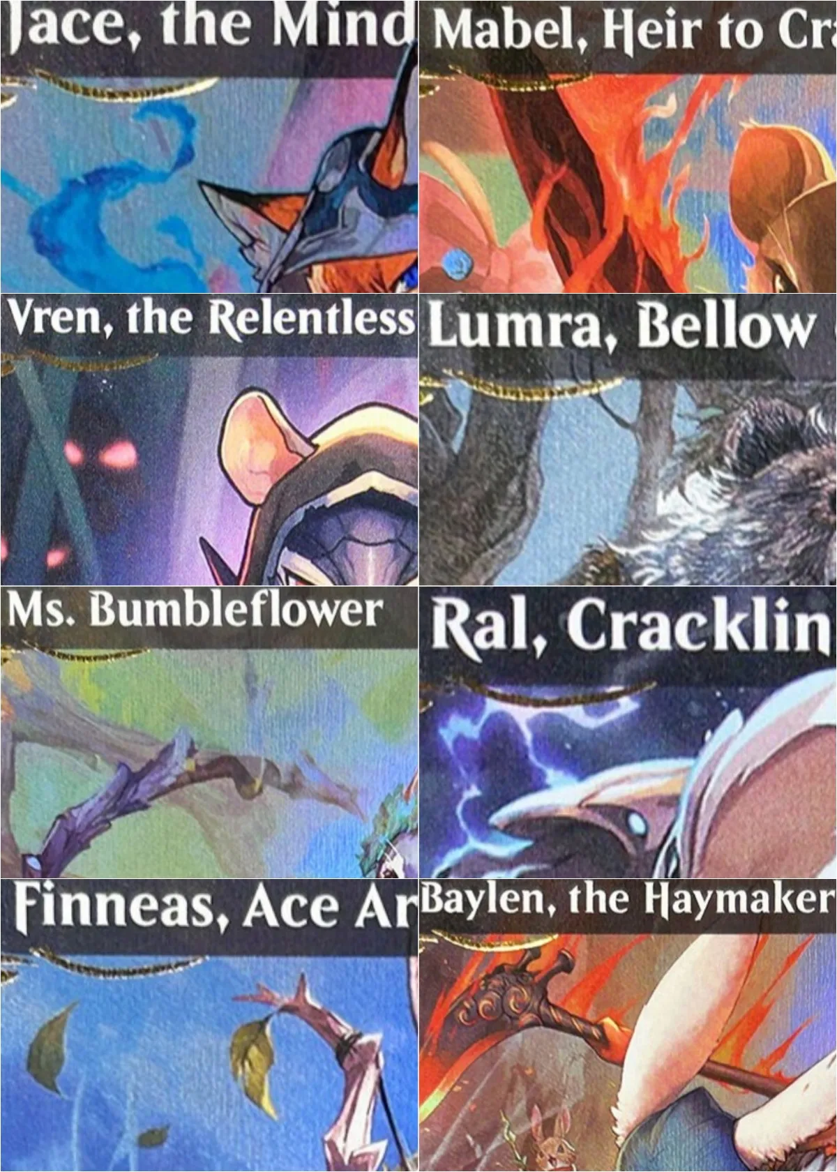 

Raised Foil BLB/BLC "Vren,the Relentless/Bumbleflower/Ral,Crackling Wit" Magical Top Quality Proxy Board Game Deck Trading Cards