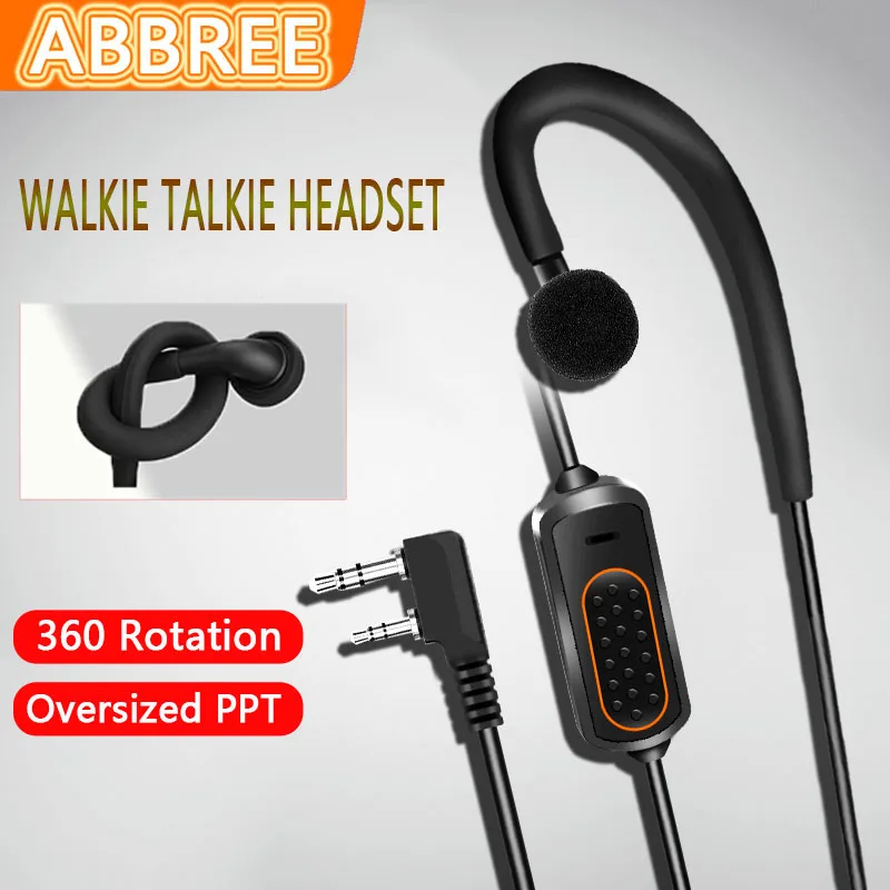 ABBREE 2 Pin PTT K Typ Earphone Headset Earpiece for ABBREE Baofeng UV-5R BF-888S BF-13 PRO UV-S9 plus Radio Walkie Talkie