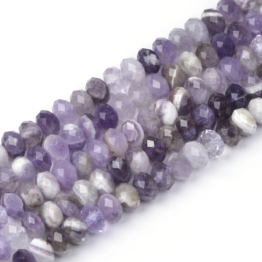 

Natural Sgae Amethyst Stone Loose r Beads for Jewelry Making DIY Faceted Rondelle Handmade Bracelet Accessories