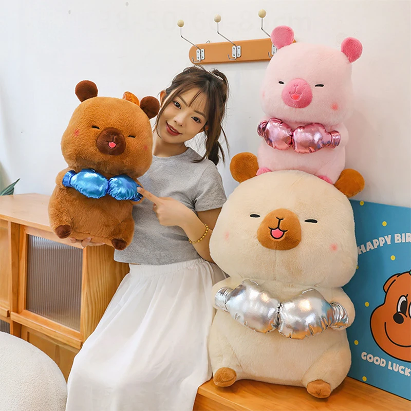 

New 55cm Plush Boxing Capybara Punching Toy Stuffed Animal Cute Cuddly Pillow Decor for Kids Birthday Xmas Gift