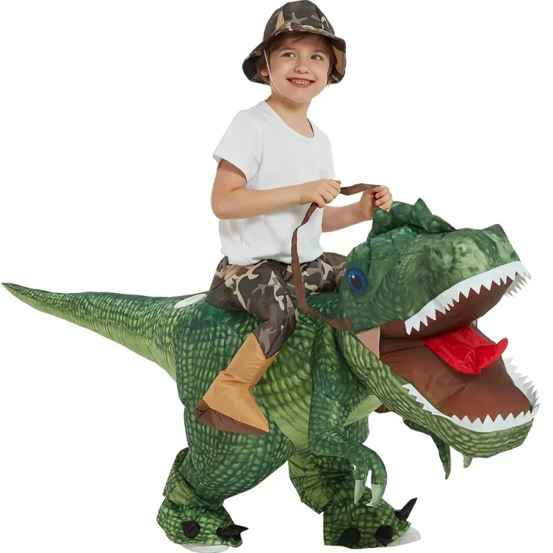 Inflatable Dinosaur Costume Riding T Rex Air Blow up Funny Party Halloween Costume for Kids