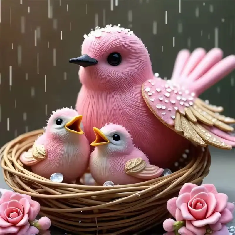 

CHENISTORY 5D DIY Diamond Painting Pink Bird Cross Stitch Kit Diamond Embroidery Sale Animal Full Square Round Mosaic Home Decor