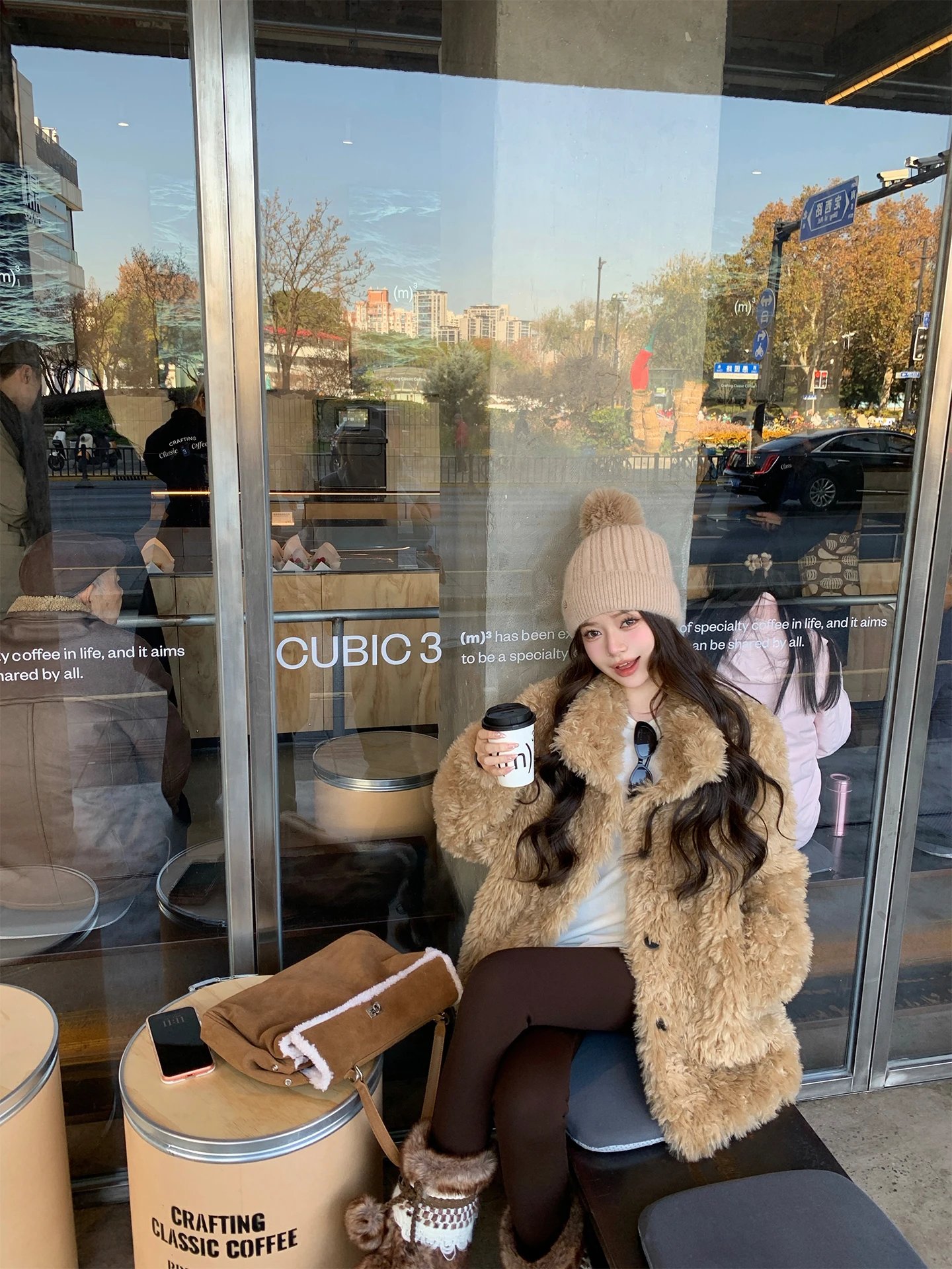 

Женское зимнее пальто из натуральной овчины Chen Jin, средней длины, с воротником-стойкой, из цельной кожи с мехом, Cleanfit Sle