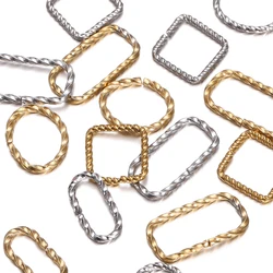 5pcs Stainless Steel Oval Square Embossed Open Jump Rings Metal Connectors for DIY Jewelry Finding Making Accessories Supplies