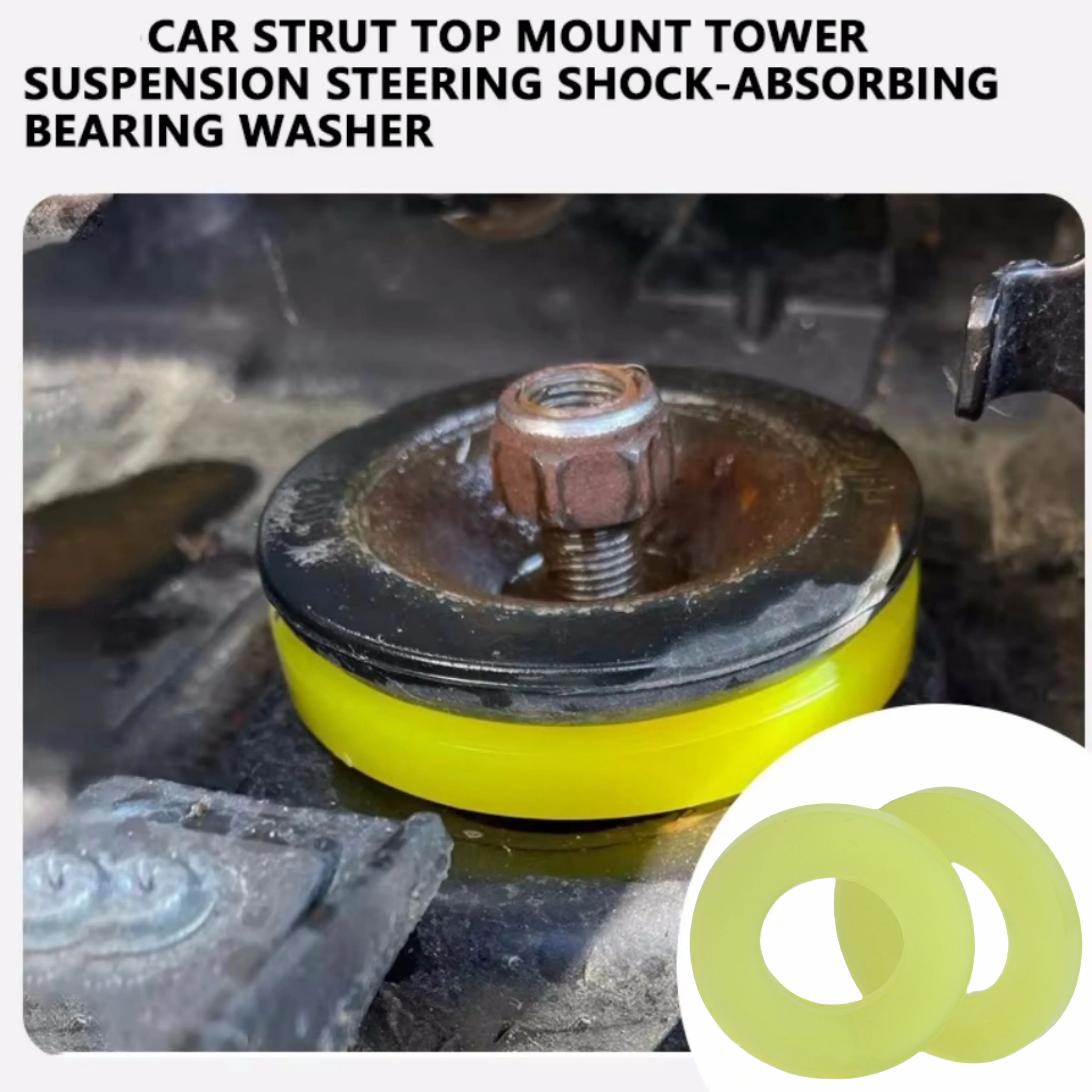 2X Silence Pad Rubber Bushing Dampers Universal Front Strut Tower Mount Suspension Shock-Absorbing Bearing Washer Over Bumps