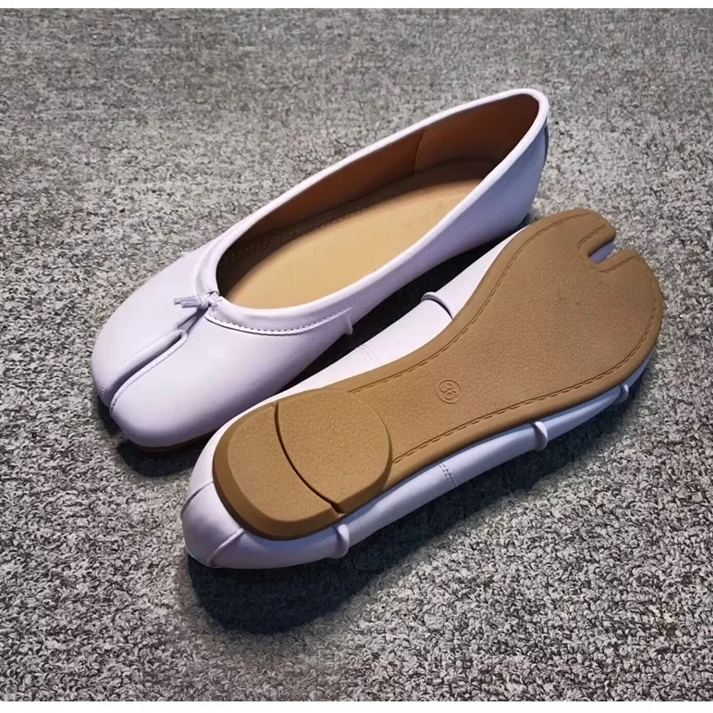 Split-Toe Damen Ballerinas Modische Tabi-Schuhe Lässige Slip-on Loafers Damen Plissierte Leder-Espadrilles Zapatillas Mujer – Detail 28