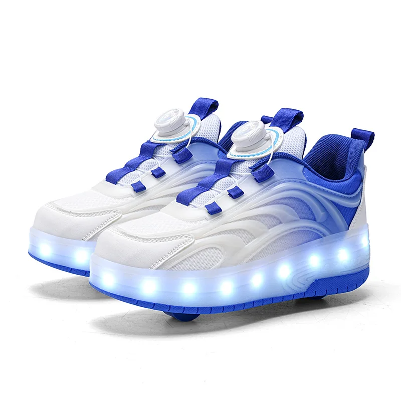 Twee wielen led-licht rolschaatsschoenen voor kinderen jongens meisjes gloeiende sport lichtgevende sneakers skateboard USB opladen