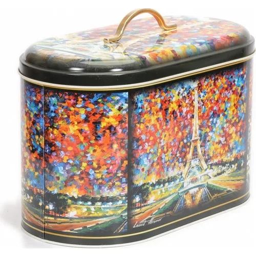 House Eiffel Tower Pattern Metal Bread Cart 11 lt-Multicolour