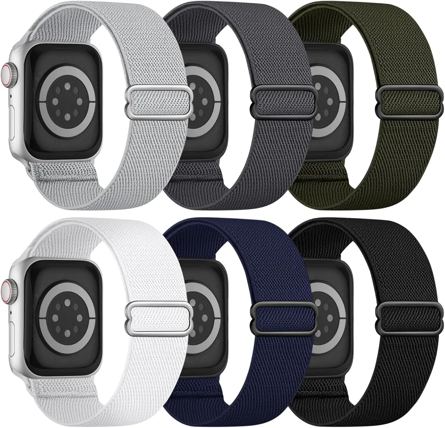 

Набор из 6 эластичных ремешков Solo Loop для Apple Watch 45 мм, 46 мм, 44 мм, 42 мм, 49 мм, 41 мм, 40 мм, 38 мм для мужчин и женщин