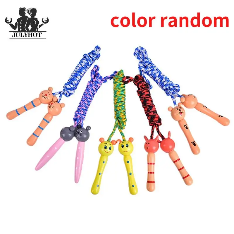 5 Styles Kids Jump Ropes Wood Handle Sport Bodybuilding Fitness Lovely Cartoon Skipping Ropes Wood Handle Color Random