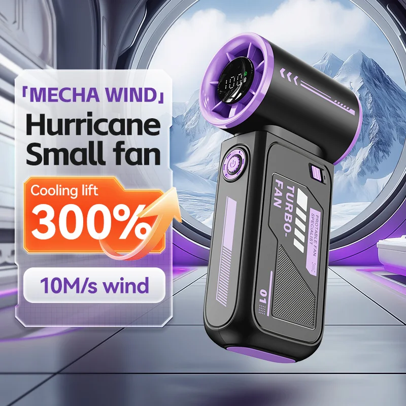 

3600mAh High Speed Turbo Small Air Cannon Handheld Fan Portable Digital Display Electric Fan USB Charging Fan Outdoor Mini