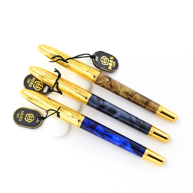 Hero 132 12K Gold Fountain Pen F 0.5mm Nib Ink Pen Design Portable Gold Pen High-end Stationery Business Office Supplies Writing