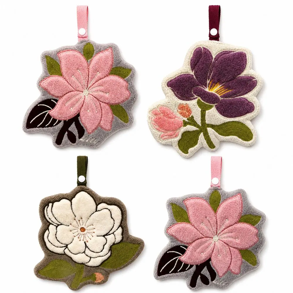 New Absorbent Floral Hand Towel Thickened Lint Free Hanging Hand Towel Fabric Flower Hand Towel Kitchen Use
