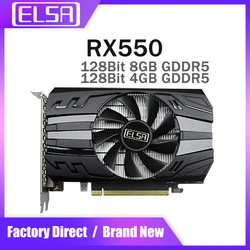 ELSA New AMD RX 550 GDDR5 4GB / 8GB Graphics Card 128Bit GPU RX550 Original Gaming Video Card for Desktop Computer HDMI DP DVI