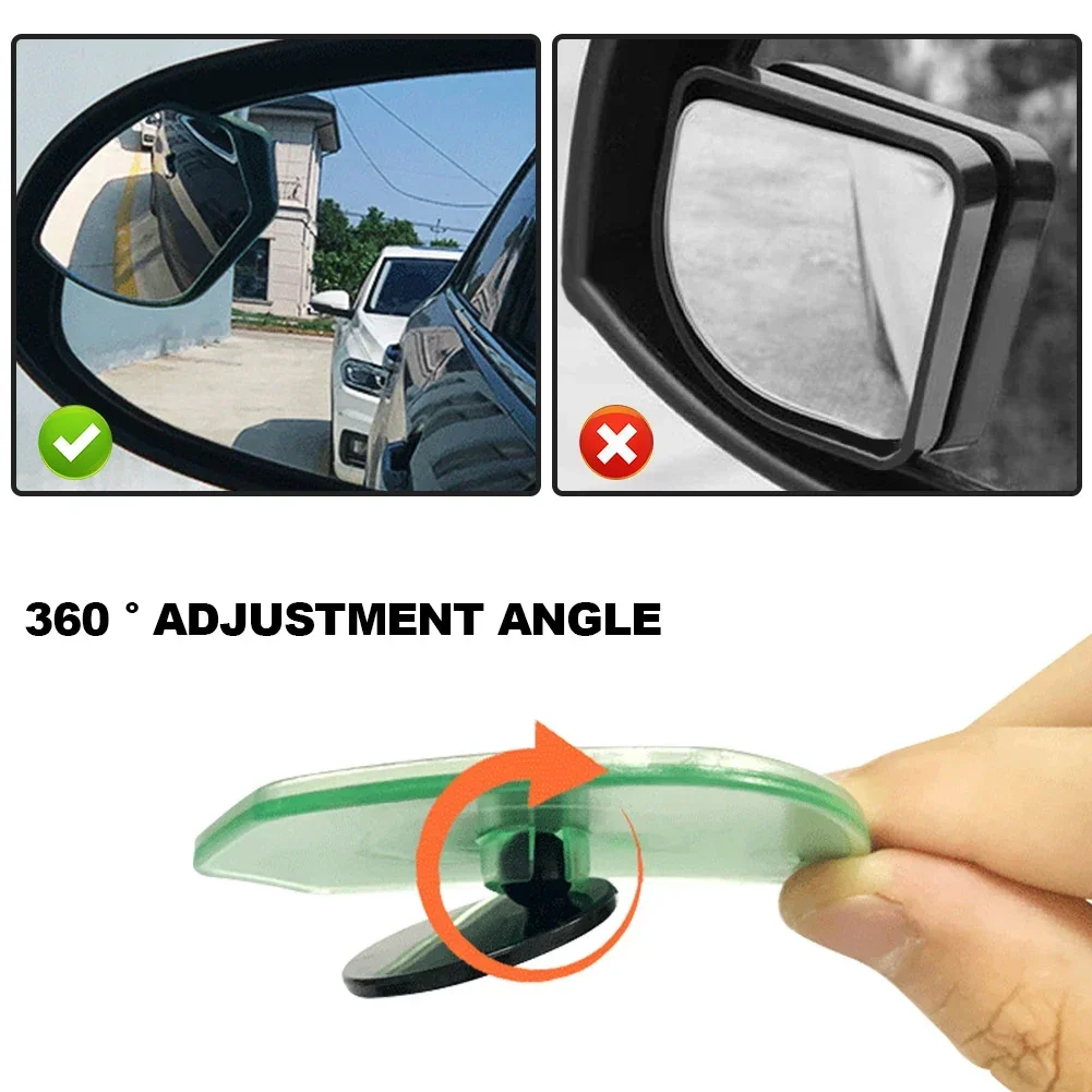 2Pcs 360 Degree HD Blind Spot Mirror Adjustable Car Rearview Convex Mirror for Reverse Wide Angle Vehicle Parking Rimless Mirror