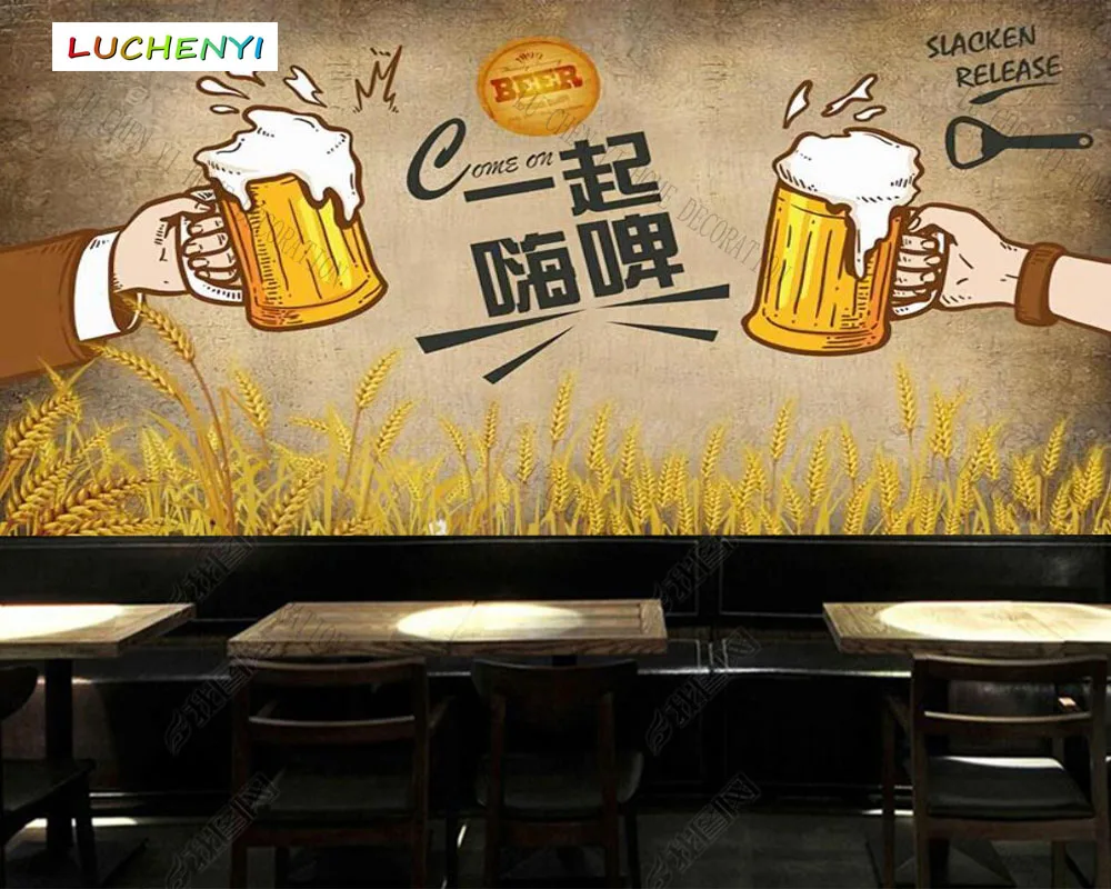 

Papel de parede custom have a beer 3d wallpaper mural,restaurant bar dining room cafe wall papers sticker