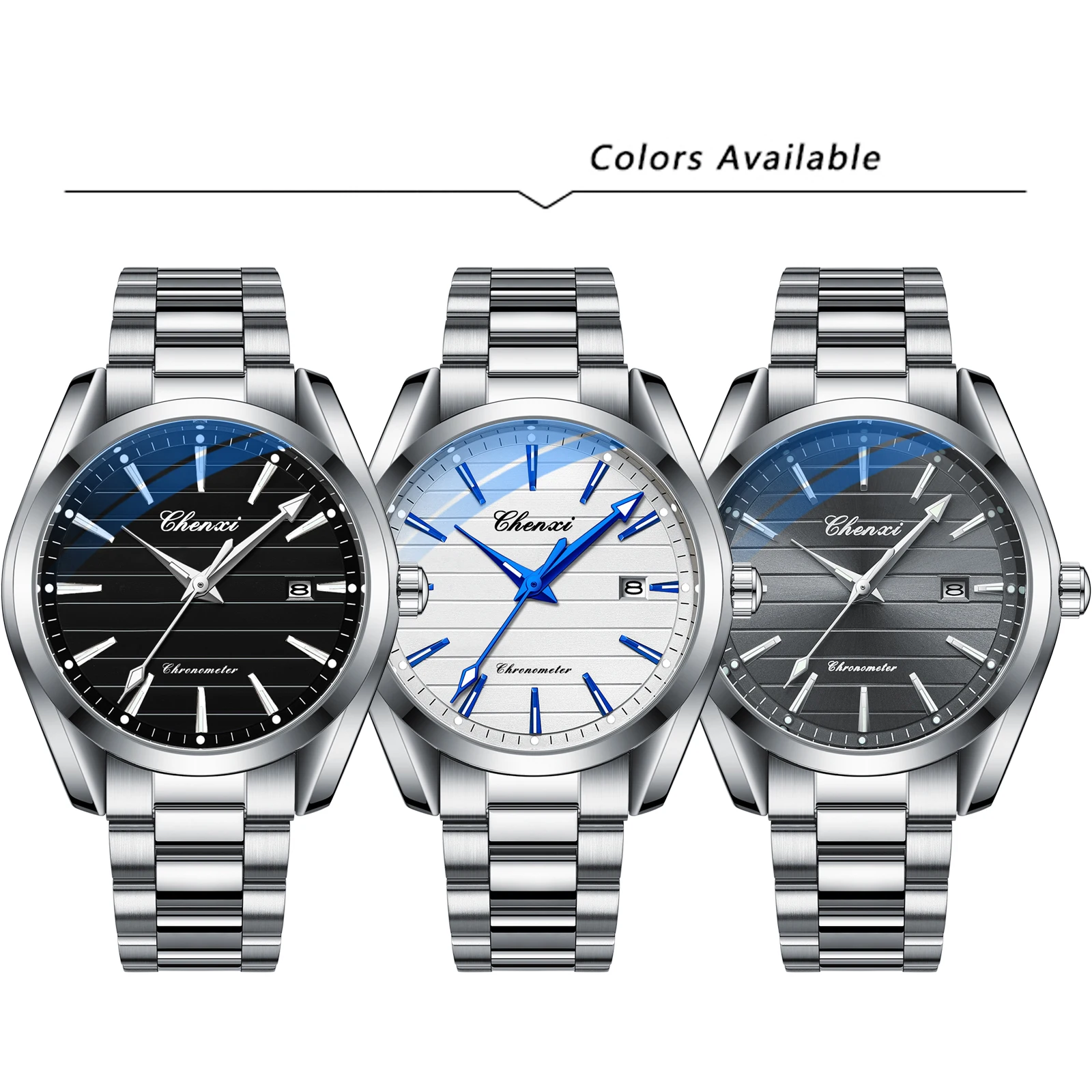 CHENXI Высокое качество мужские кварцевые часы из нержавеющей стали водостойкие светящиеся стильные деловые минималистичные наручные часы мужские подарки