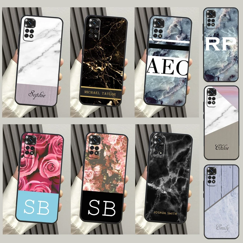 เคสลายดอกไม้หินอ่อนออกแบบตามต้องการสำหรับ Xiaomi redmi Note 10 11 12 Pro 8 9 Note 11S 10S redmi 12C 9C ฝาครอบ10C 10A