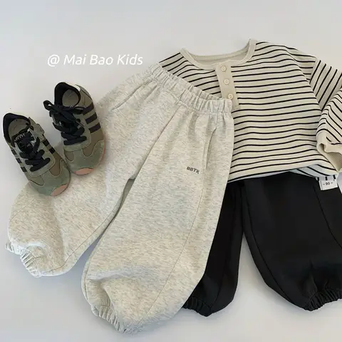 Children Clothes Kids Casual Pants 2025 Spring Boys and Girls New Simple Solid Color All Match Korean Style Kids Sports Pants