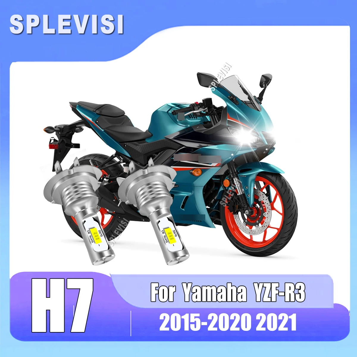

H7 Motorcycle Led Headlight Bulbs Engineered with 12 top-of-the-line CSP LED chips For Yamaha YZF-R3 2015 2016 2017 2018-2021