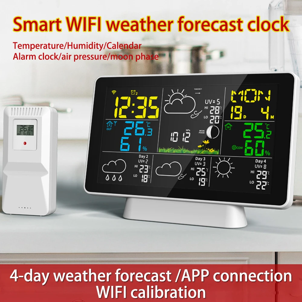 

Wireless Weather Station Multiple Sensors with Atomic Clock Indoor Outdoor Thermometer Wireless Humidity Barometer Monitor