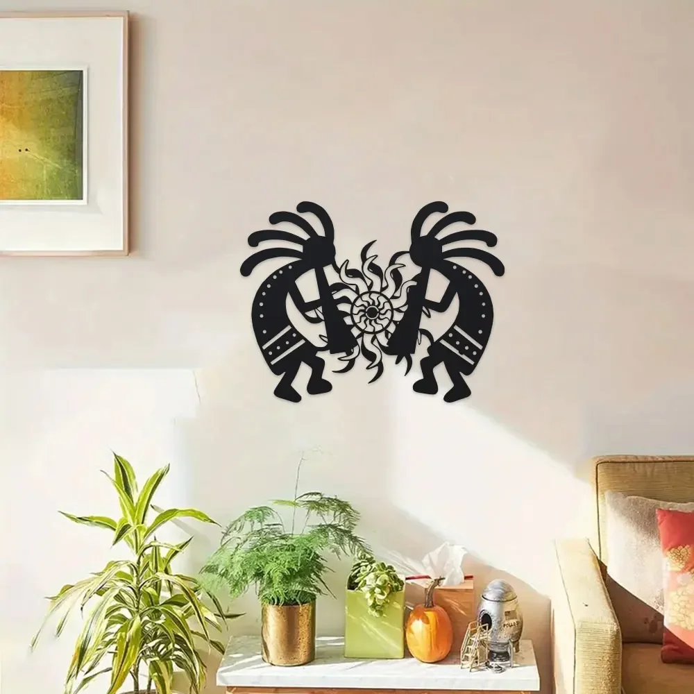 1pc Elegant Wrought Iron Decoration Indoor And Outdoor Room Decoration 1pc of Elegant Kokopelli Dance Couple Metal Wall Art