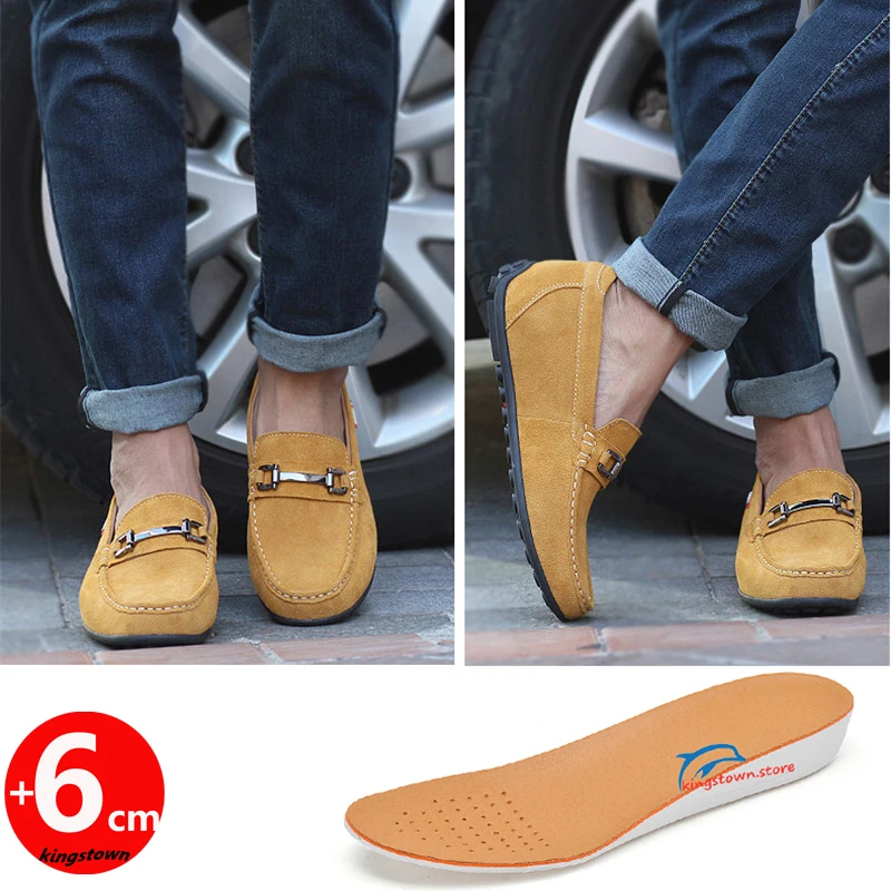 Loafers Men Lift Sneakers Elevator Height Increase Shoes for Man High Insoles 6CM  Business British Style Suede Leather