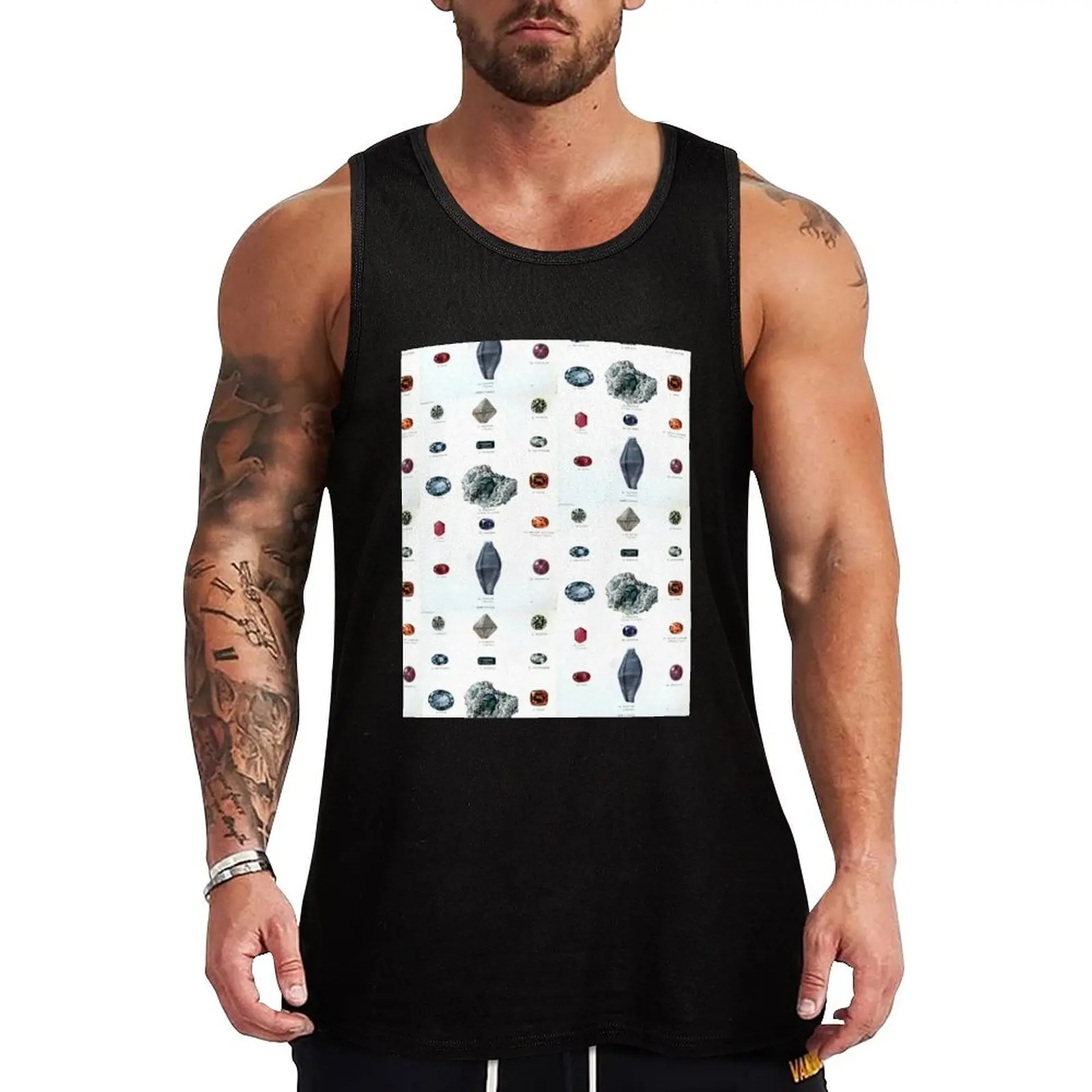 Gemstones antique illustration Tank Top Quick Dry Tank Top Breathable Lightweight Sleeveless