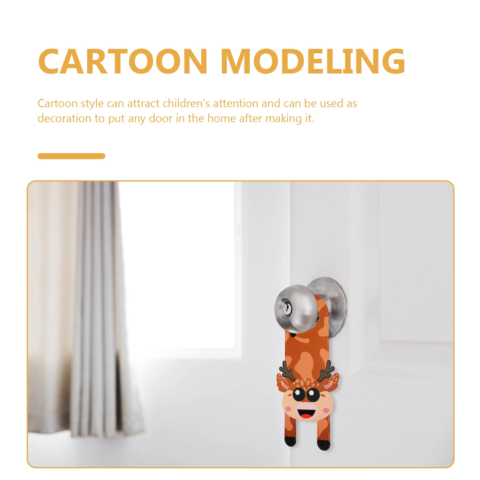 2Pcs Adorable Animal Shaped DIY Doorknob Signs for Children Develop Imagination Eye-Hand Coordination Knob Sign