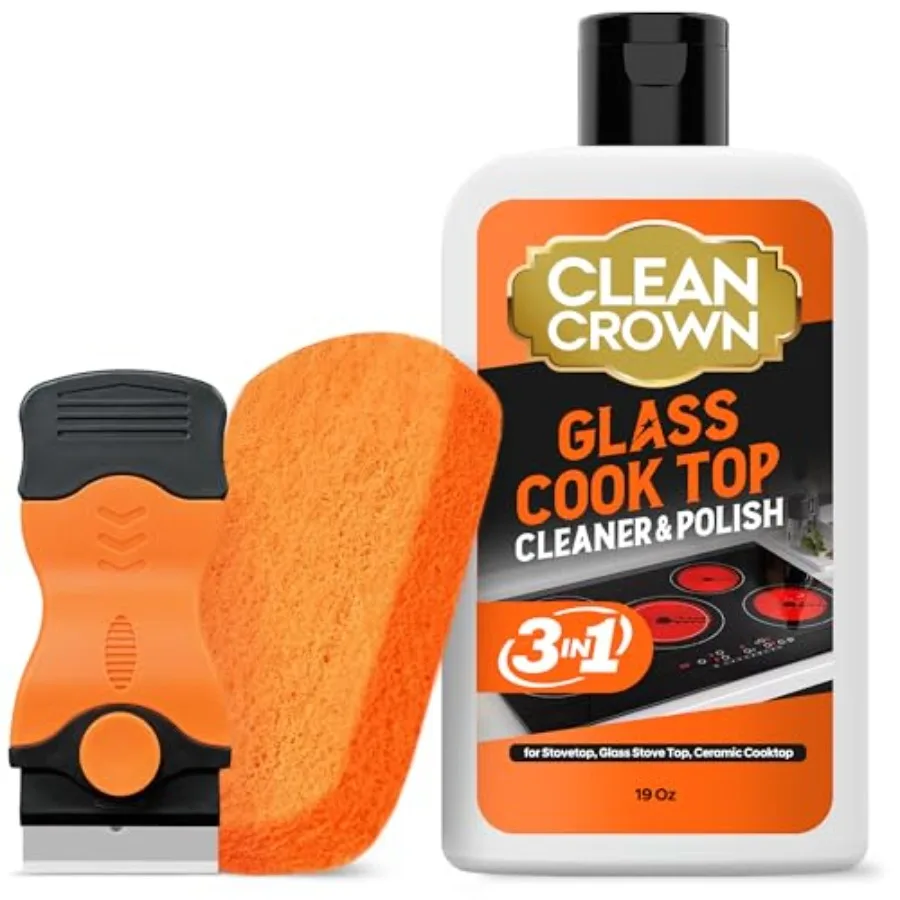 

3-in-1 Cooktop Cleaner Kit 19 Oz Cooktop Cleaner + Scrubbing Pad + Scraper,Stovetop Cleaner for Electric Top Stoves, Ceramic Co
