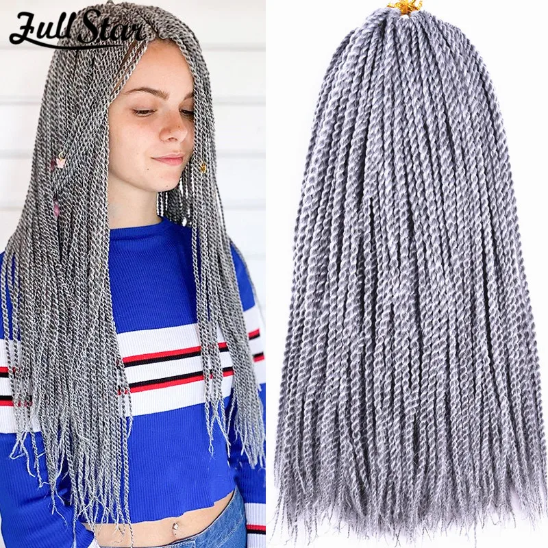 Full Star sintetico Senegalese twist Crochet Hair 14 "18'' 22 "30Roots Crochet trecce nero Ombre Brown Bug Blonde Grey Color