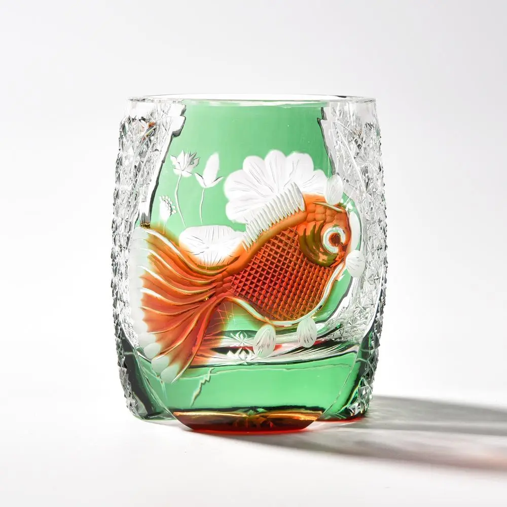 إيدو قطع الطفل الإنترنت المشاهير لوتس بركة ضوء القمر اليدوية المنزلية ويسكي ضوء الفاخرة كريستال كأس النبيذ كوب البيرة عالية فال