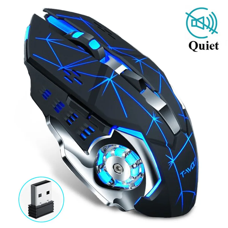 Wireless Gaming Mouse 2400 DPI Rechargeable Adjustable 7 Color Backlight Breathing Gamer Mouse Game Mice for PC Laptop