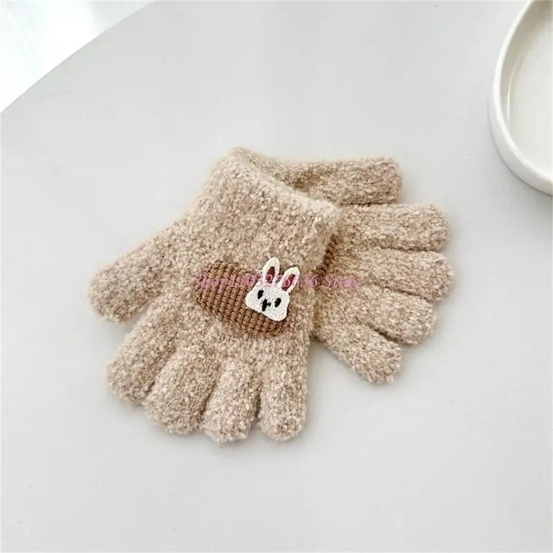 R6FD 1 Paar Winterhandschuhe für Kinder, Cartoon-Stil, für Kinder, Kindergarten, Fünf-Finger-Fäustlinge, bequem für Wärme und – Detail 9