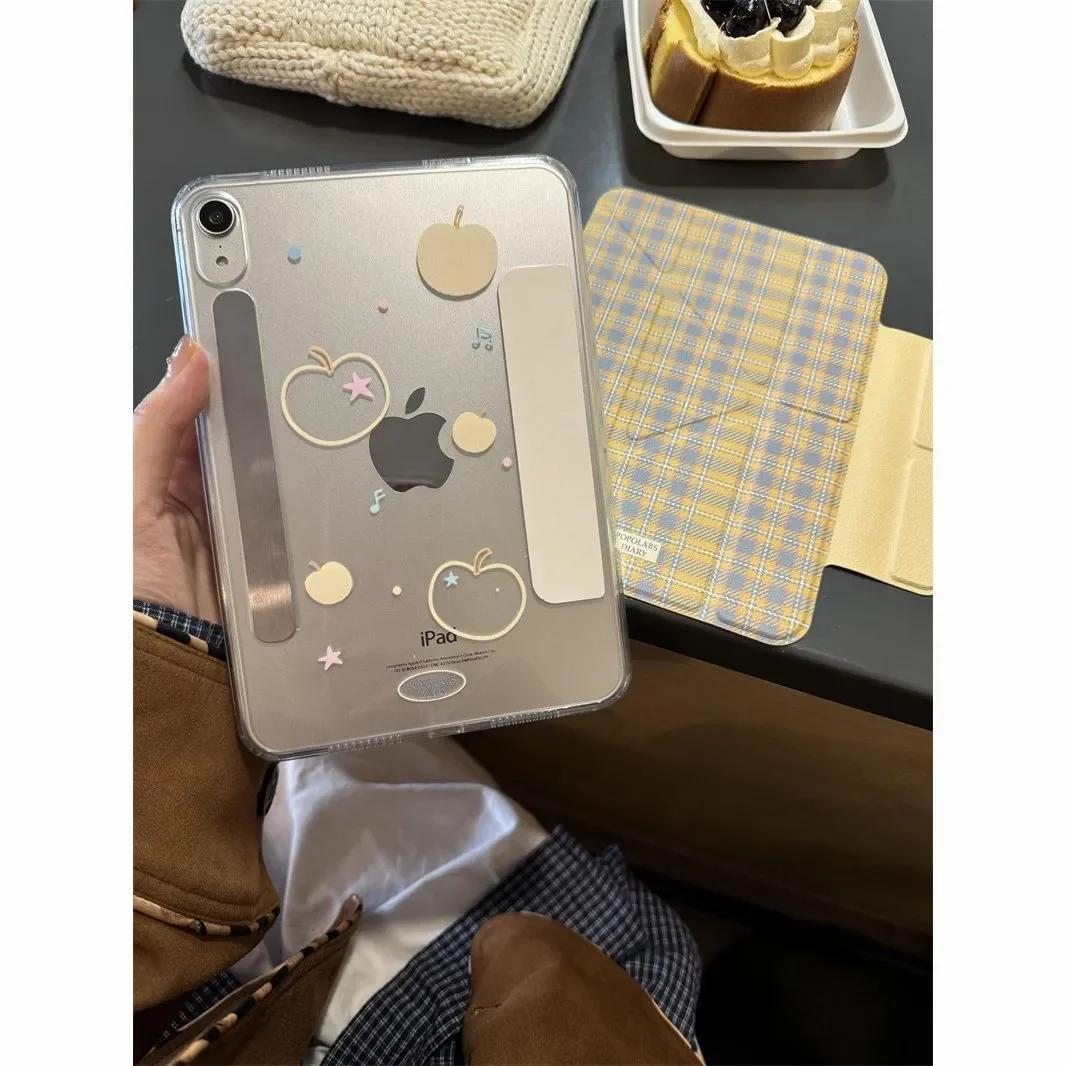 

Yellow Grid Line Apple ins Y2K Cover For iPad Pro 13 11th M5 M4 12.9 A16 10 8 7 9th 10th For Ipad Air 11 M2 M3 Mini Tablet Case
