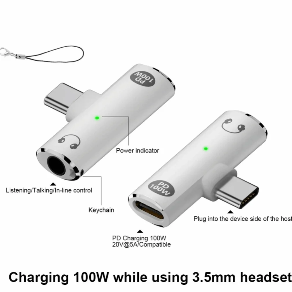 PD 100 واط USB C إلى 3.5 مللي متر محول محول سماعة الفاصل 2 في 1 محول الصوت Portale Mini USB C مهايئ شحن سماعات