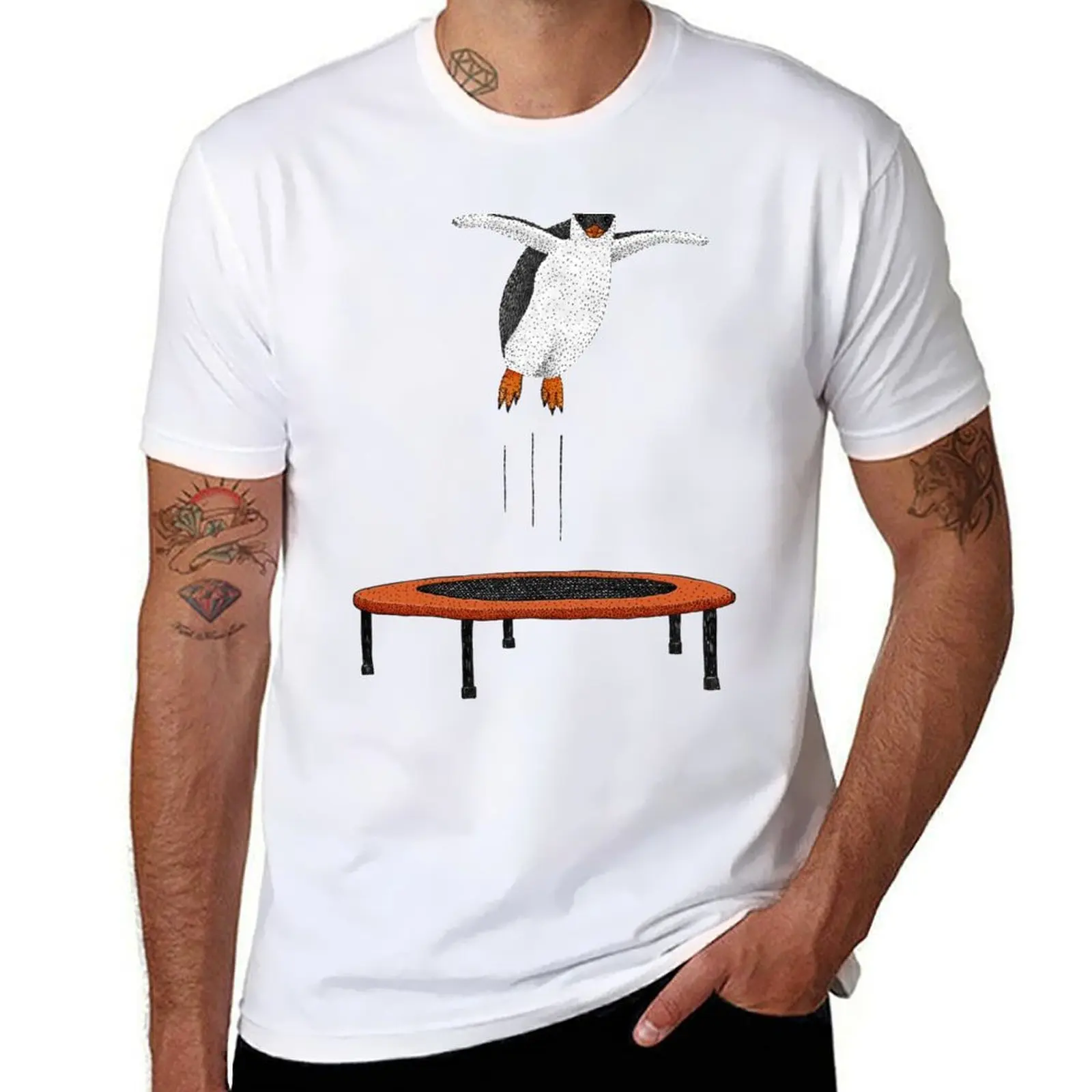 

Penguin on a trampoline T-Shirt t shirts with prints funny t shirts cotton T-Shirt
