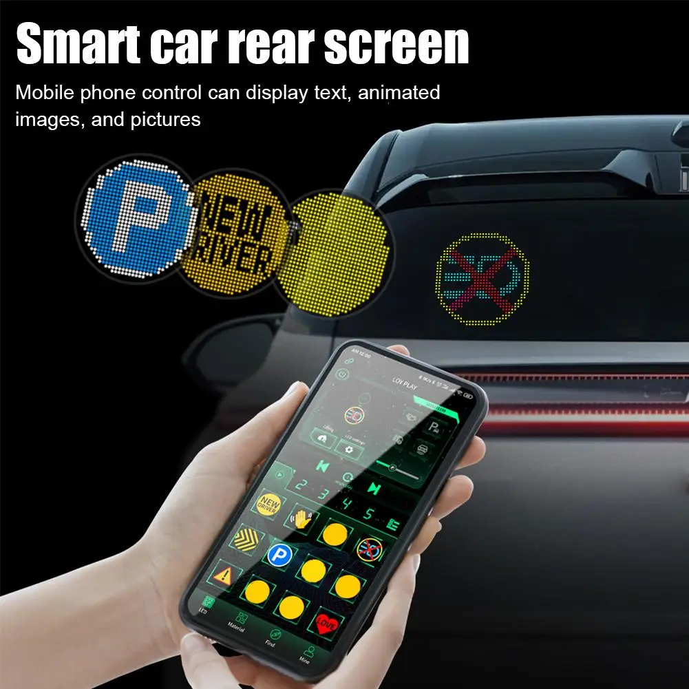 12V USB Car LED Screen Display Light Auto DIY Mobile App Control Programmable Text RGB Animated Pixel Display Signs Billboard