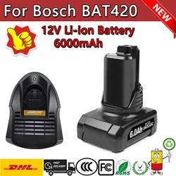 12V 6000mAh Li-ion BAT420 Replacement Battery For Bosch BAT420 BAT411 BAT412 BAT413 BAT414 10.8V Battery Cordless Power Tools