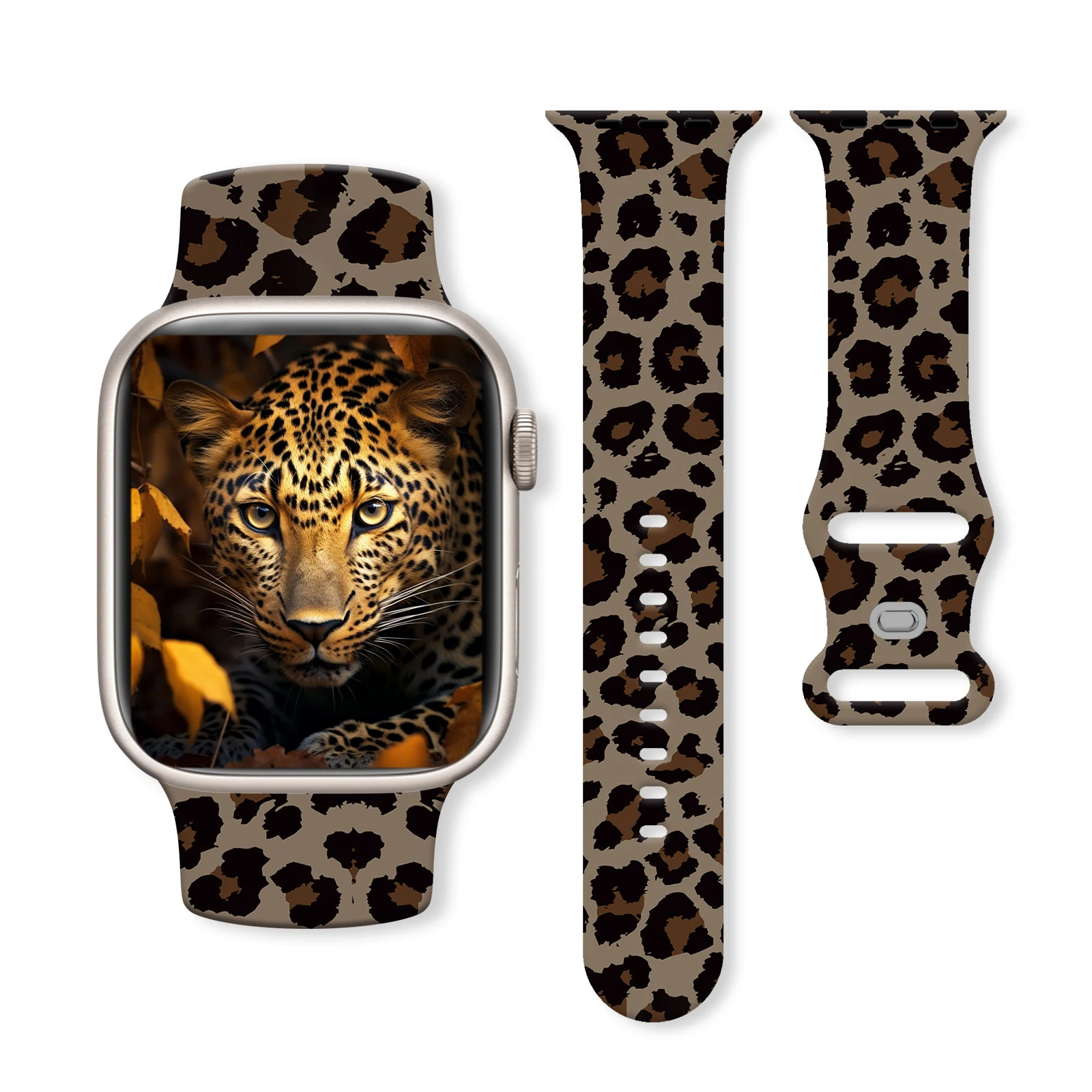 

Ремешок с принтом из меха животных для Apple Watch 11, 10, 9, 8, 7, силиконовый ремешок, сменный браслет для iWatch 46 мм, 44 мм, 42 мм, 41 мм, ремешок для часов