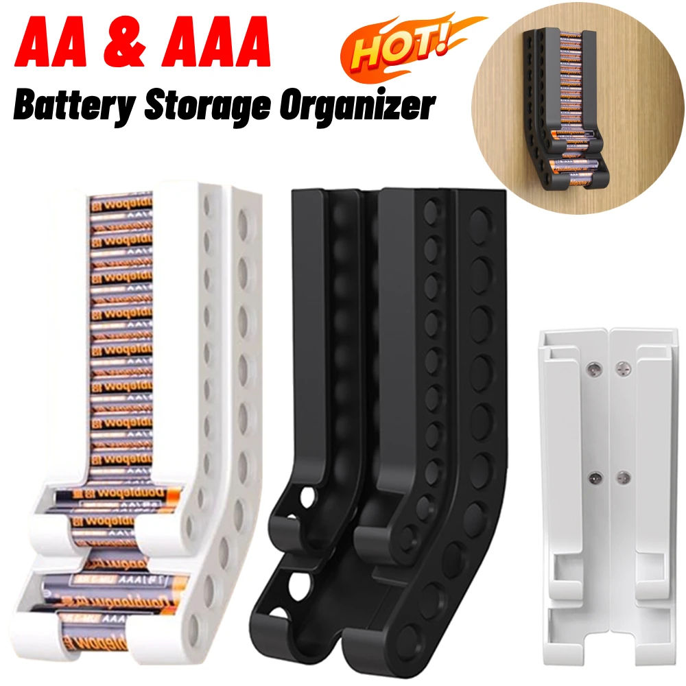 

Органайзер для хранения аккумуляторов Настенное крепление Комбинированный диспенсер для аккумуляторов AA и AAA Контейнер для аккумуляторов Держатель для аккумуляторов 10 аккумуляторов AAA и 10 AA
