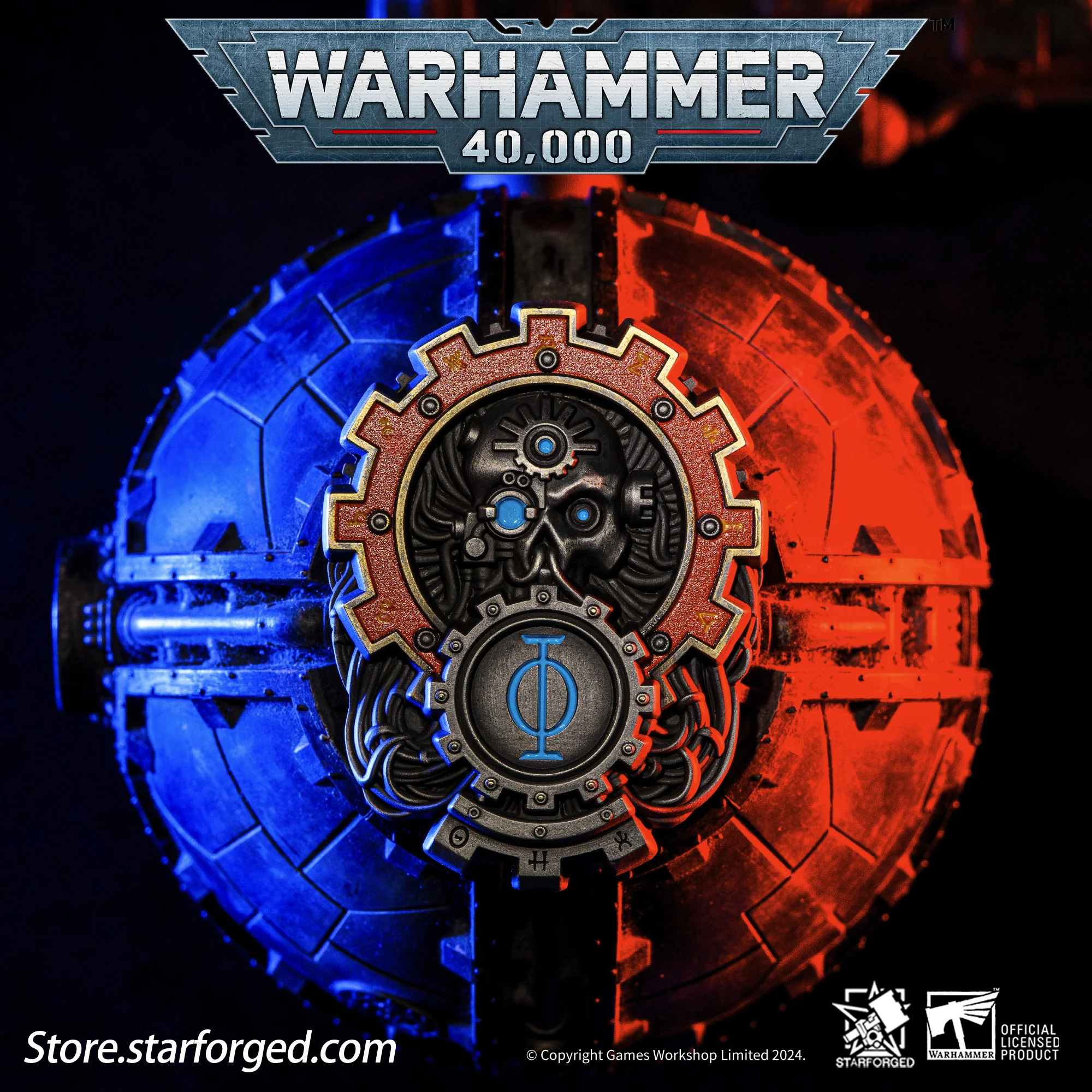 6.2Cm Starforged Warhammer 40,000 40K Seal of The Omnissiah Game Peripherals Mechanical Imprint Skull Badge Model Toys Gift