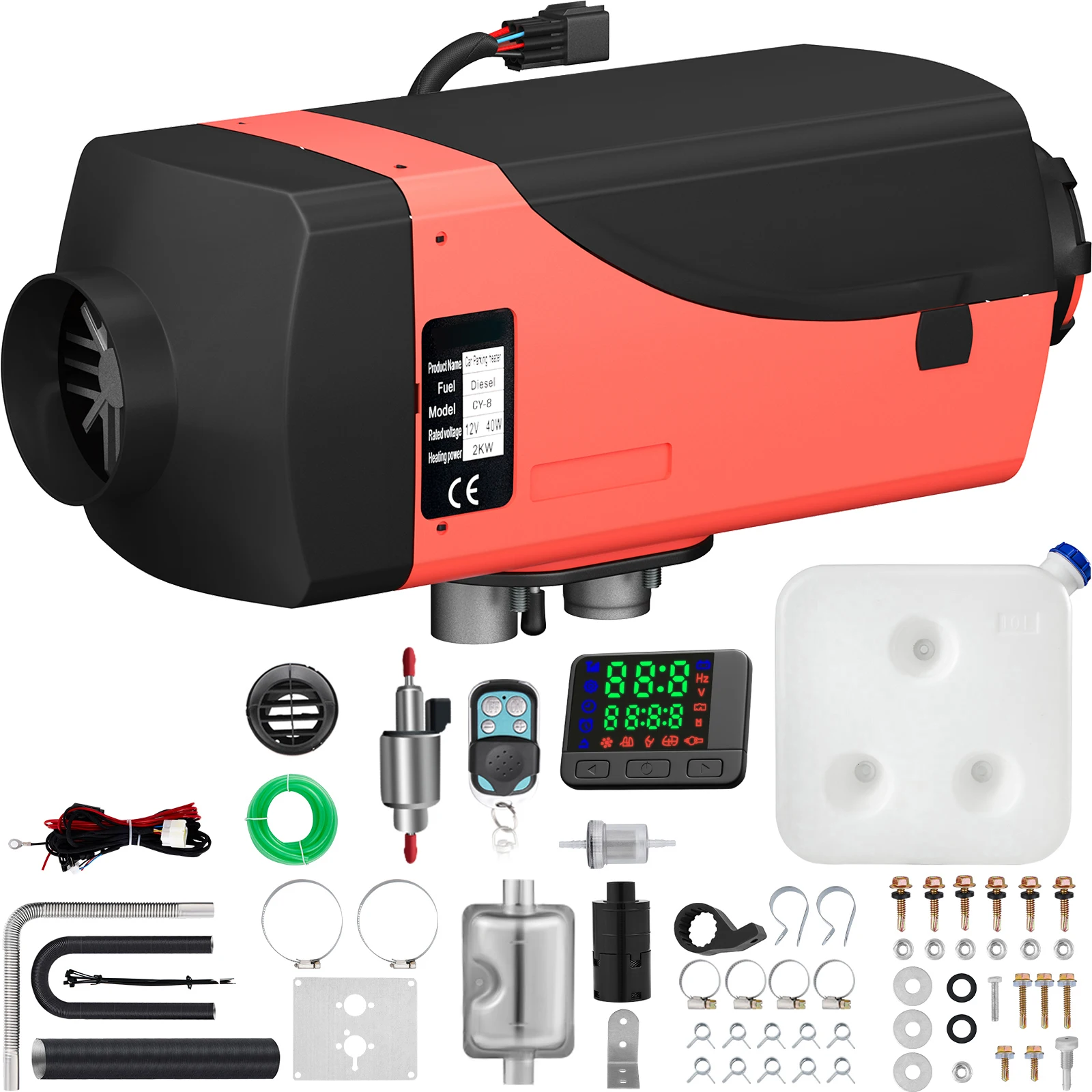 

VEVOR 2KW Diesel Air Heater 12V Diesel heater Parking heater with Silencer Car Heater with LCD switch for Car Bus RV and Truck