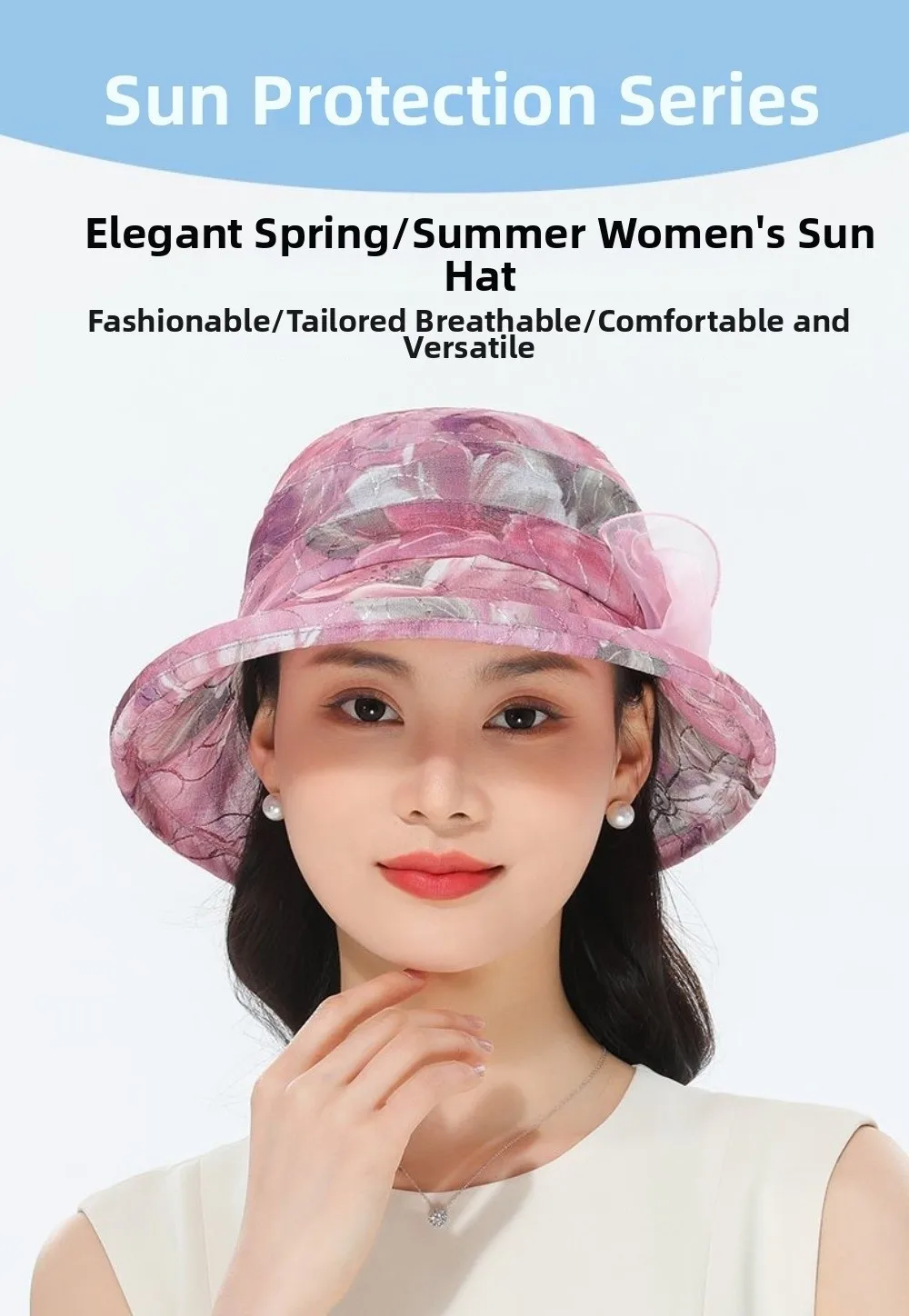 Trendy Bow Design Women's Sun Hat UV Protection Breathable Beach Hat Lightweight Wide Brim Bucket Hat Summer Outdoor