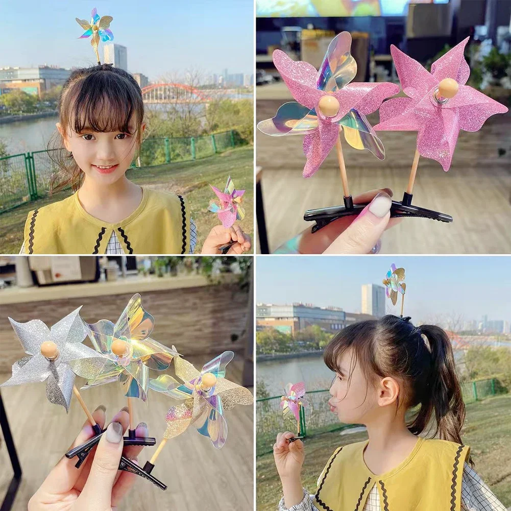 

1pc Random Fashion Windmill Hairpin Sequin Pinwheel Hair Clips Funny Kids Barrettes Stage Performance Headwear Hair Accessories