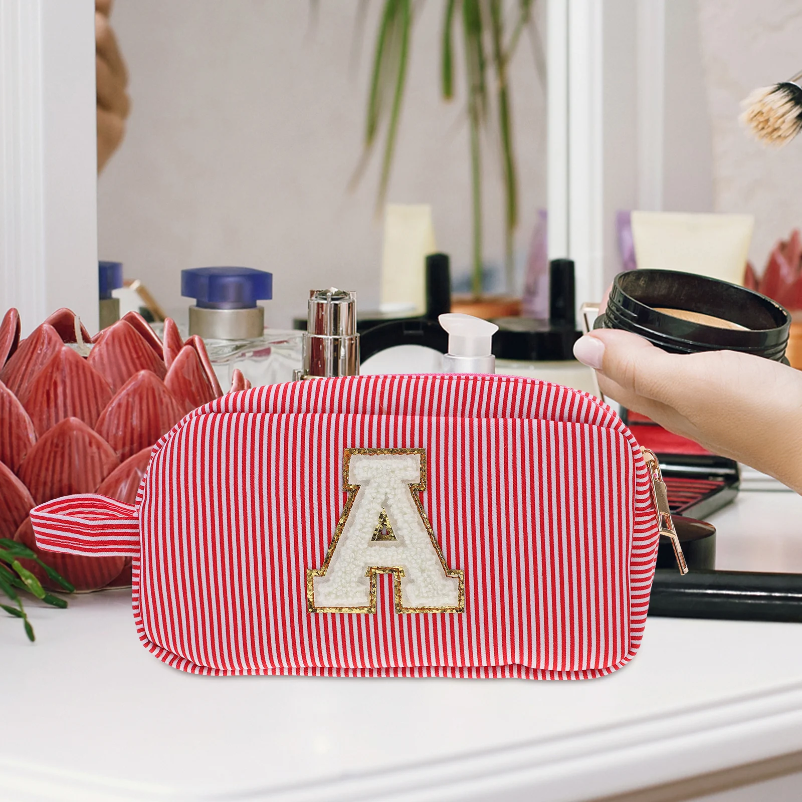 

Makeup Bag for Women Large Capacity Waterproof Polyester Travel Toiletry Organizer Pouch with Multiple Compartments Portable