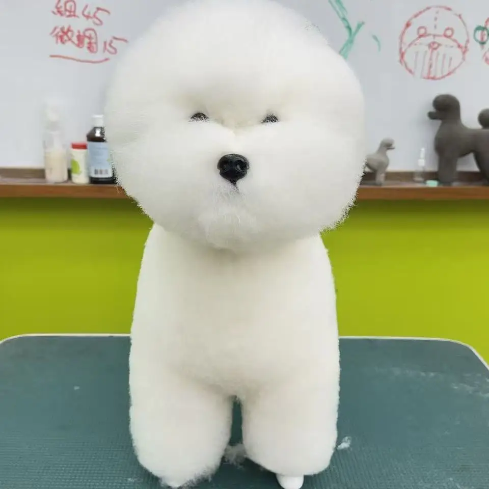Mini and Standard Bichon Frise Simulation Fake Fur Pet Grooming Practice Artificial Fur for Grooming Skill Training