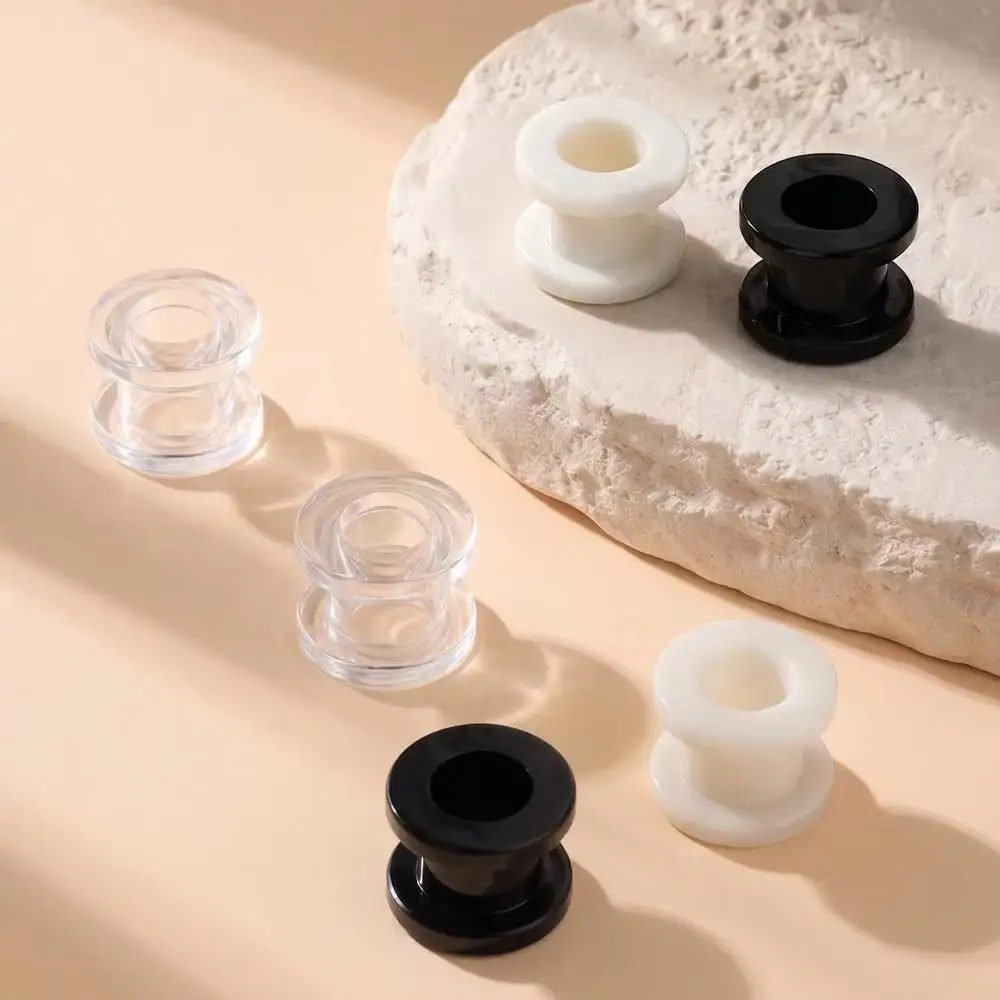 1 Pair 2-20mm Acrylic Ear Gauges Double Flared Saddle Plug Tunnels Earrings Clear Black White Ear Plugs Tunnels For Women Men